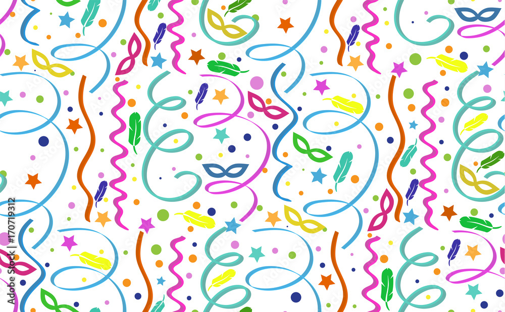 Seamless carnival patterns with colorful serpentine Seamless carnival patterns with colorful serpentine
