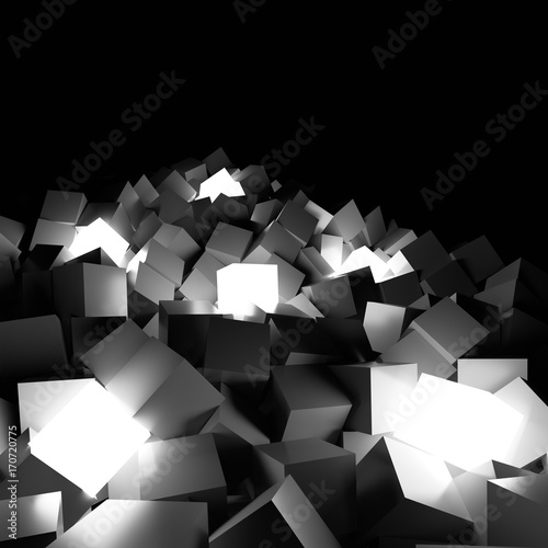 Fototapeta Naklejka Na Ścianę i Meble -  Lighting cubes background. 3D Rendering.