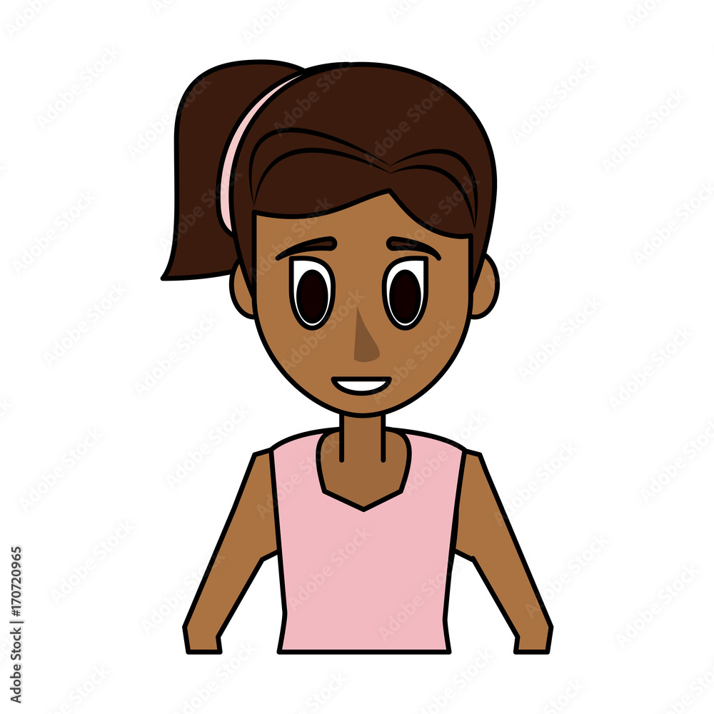 young woman with dark skin wearing shorts and pink shirt icon image vector illustration design young woman with dark skin wearing shorts and pink shirt icon image vector illustration design