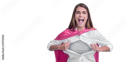 Obraz na plátne Portrait of woman pretending to be superhero