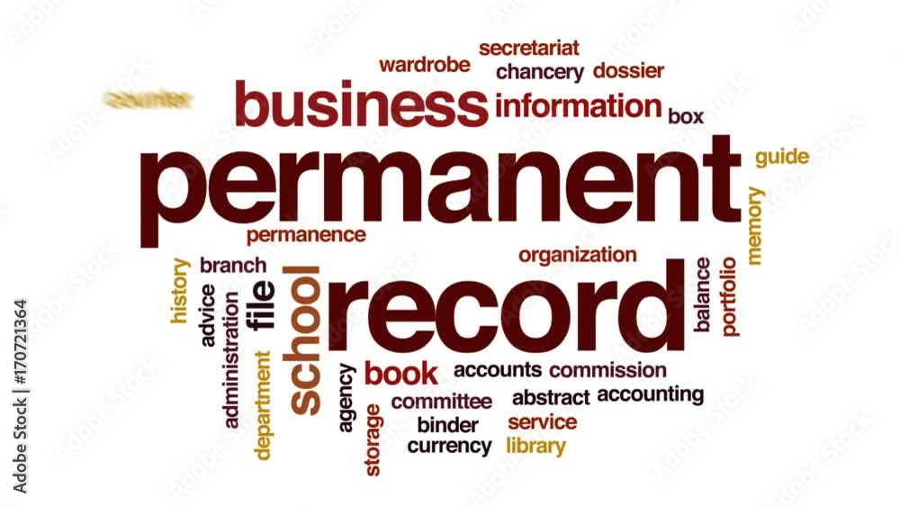 Permanent record animated word cloud, text design animation. Permanent record animated word cloud, text design animation.