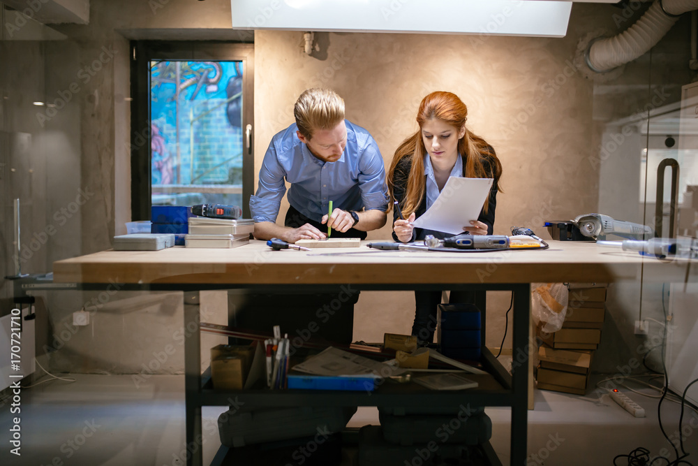 Fototapeta premium Creative designers working in workshop