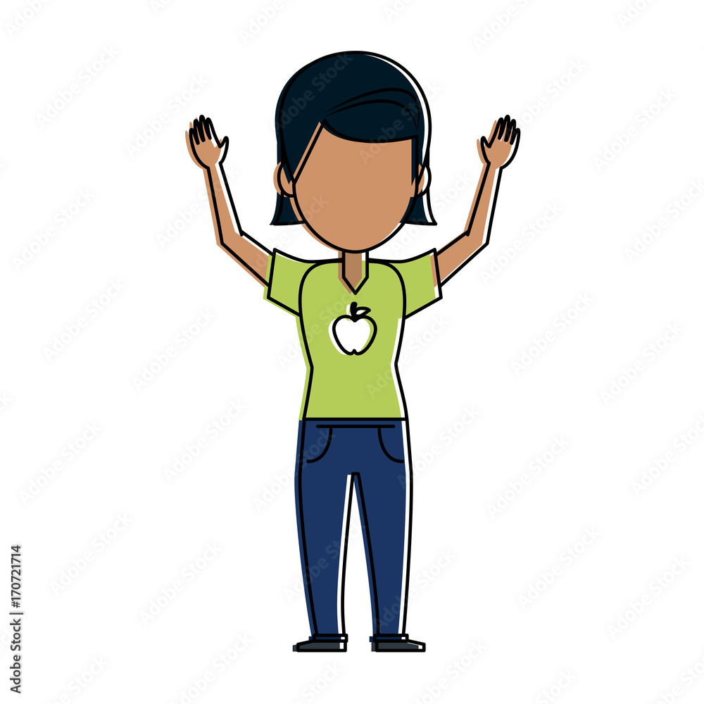 woman avatar wearing green t shirt with apple print icon image vector illustration design woman avatar wearing green t shirt with apple print icon image vector illustration design