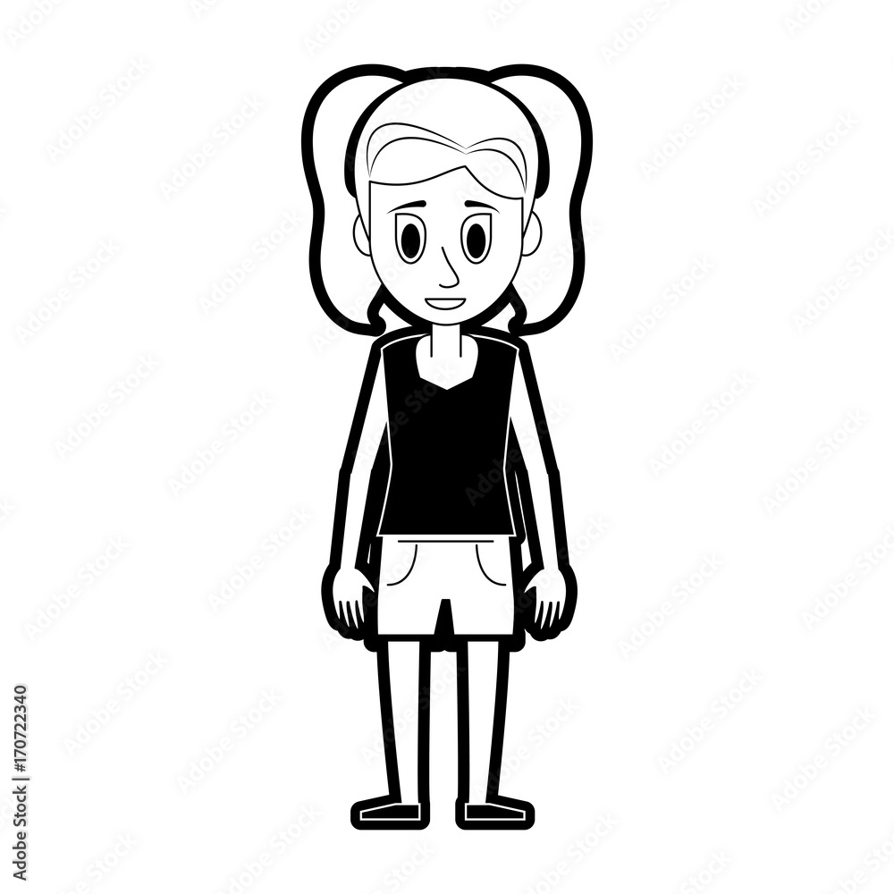 young woman with pigtails icon image vector illustration design black and white young woman with pigtails icon image vector illustration design black and white