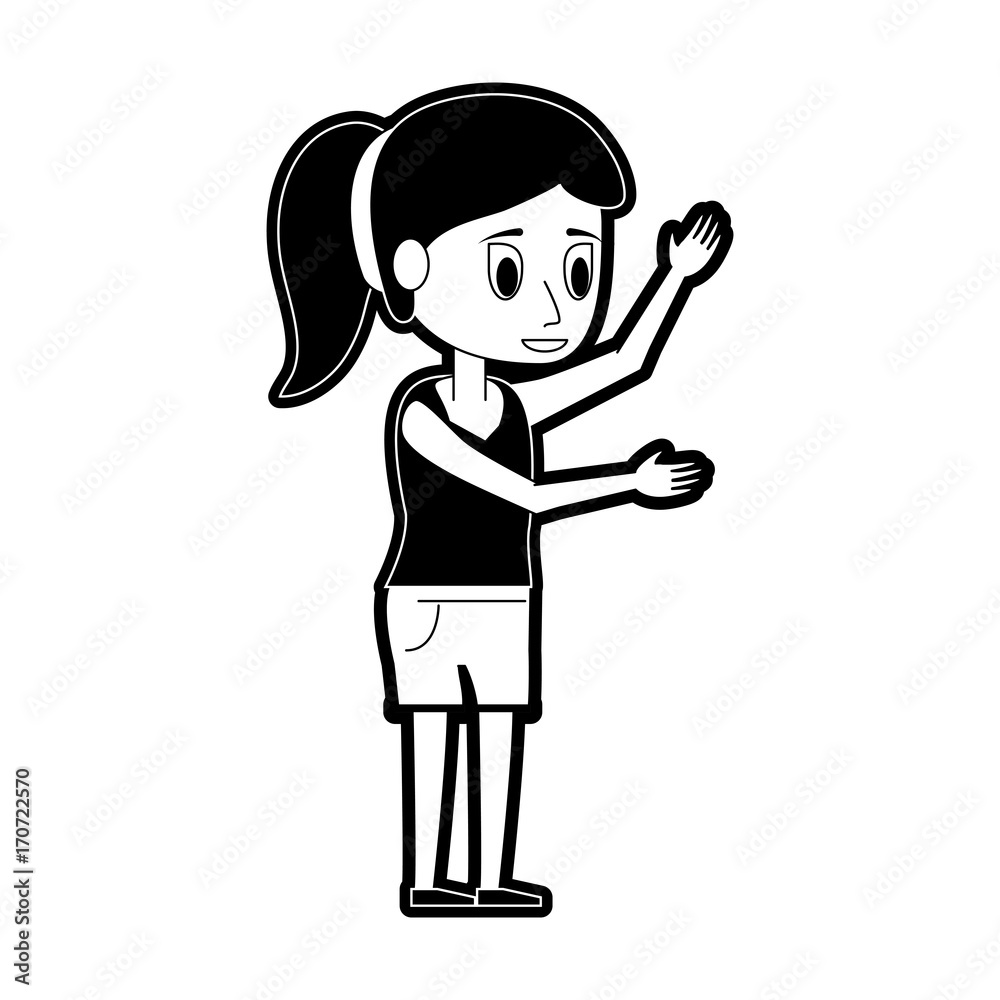 young woman lifting arms up icon image vector illustration design black and white young woman lifting arms up icon image vector illustration design black and white