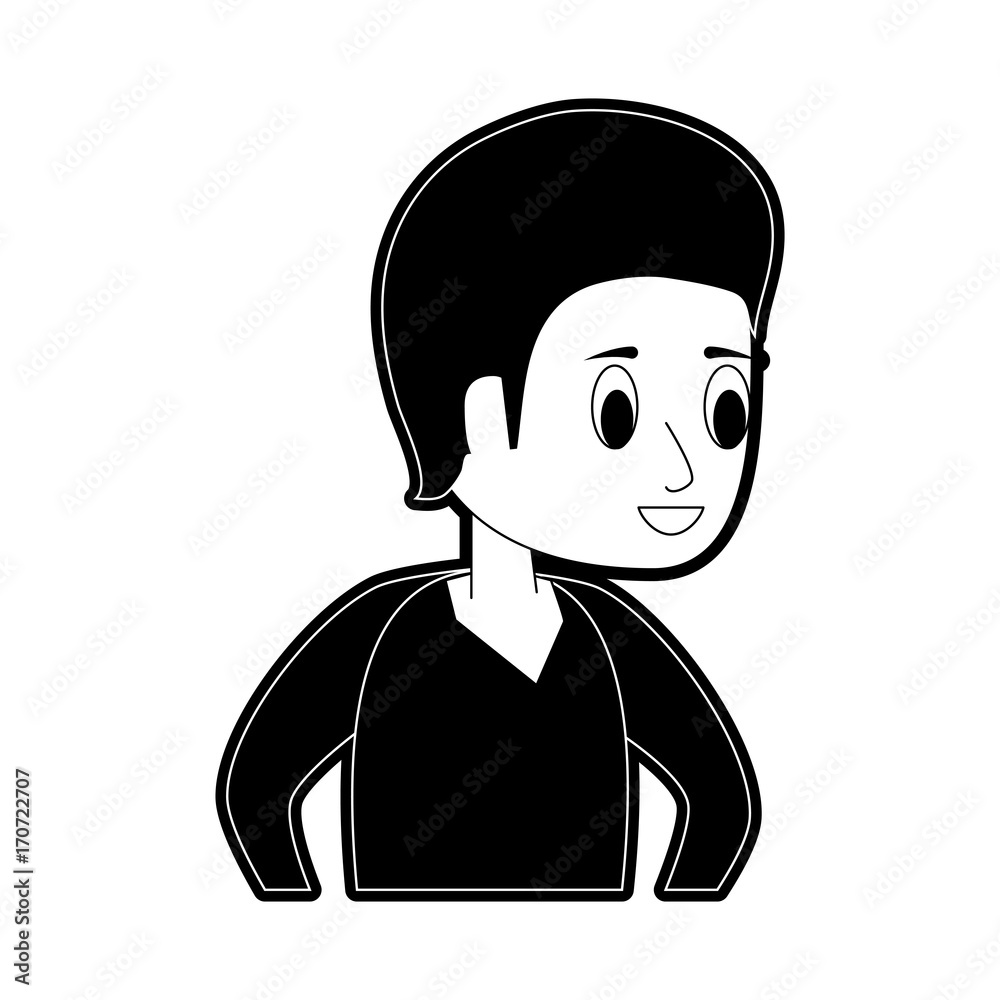 man young adult icon image vector illustration design  black and white