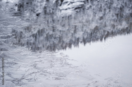 Winter landscape in Bavaria, frozen Arbersee