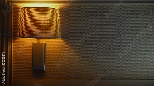 Real chandelier lamp turning on, flickering and turning off in 4K UHD video.
