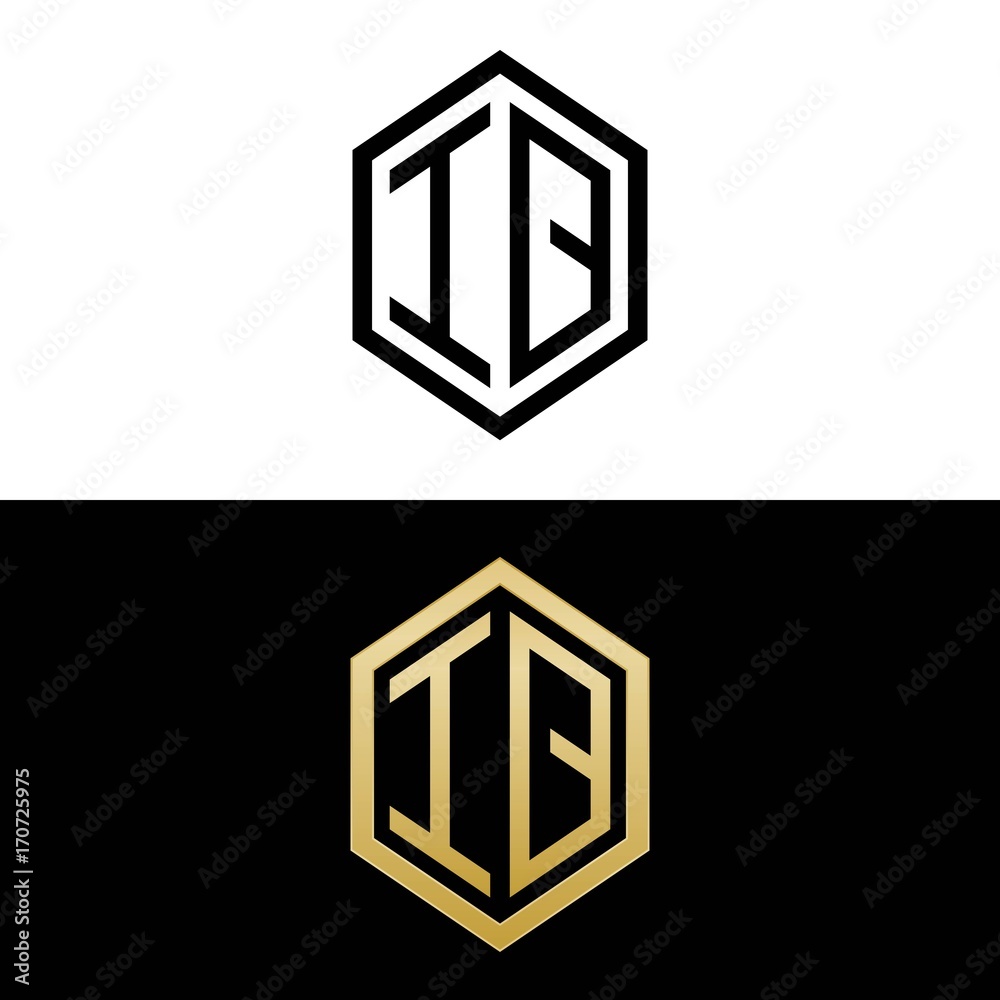 initial letters logo iq black and gold monogram hexagon shape vector initial letters logo iq black and gold monogram hexagon shape vector