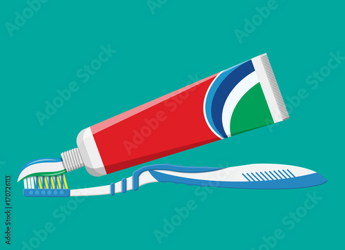 Toothbrush, toothpaste. Brushing teeth.