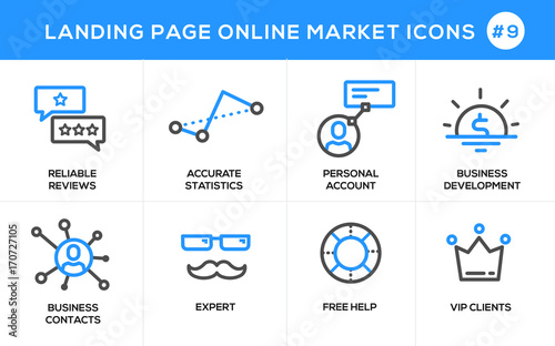 Flat line design concept icons for online shopping, website banner and landing page