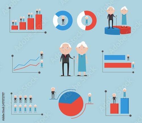 elderly with gender graph background