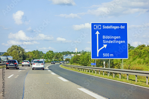 freeway road sign on Autobahn A81, Boeblingen / Sindelfingen