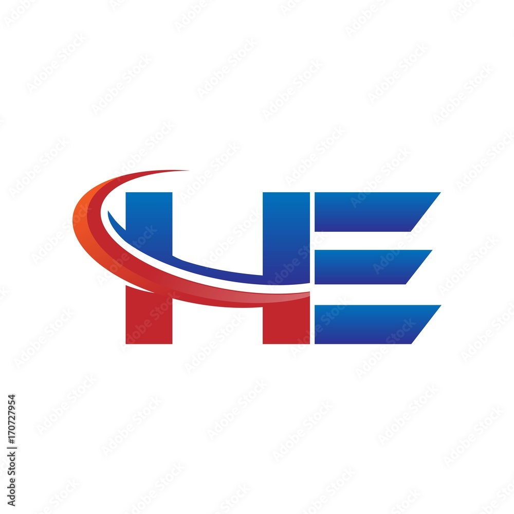 modern vector initial letters logo swoosh he red blue modern vector initial letters logo swoosh he red blue