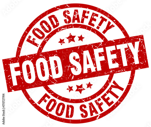 food safety round red grunge stamp