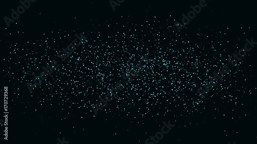 Dark horizontal background with blue dust. Flying magical sand. Vector photo