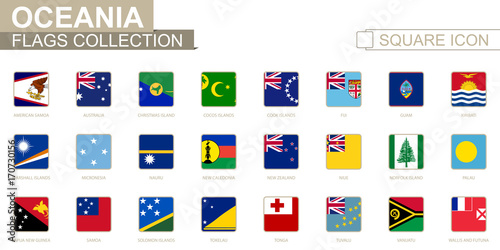 Square flags of Oceania. From American Samoa to Wallis and Futuna.