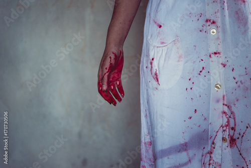 Zombie woman hand blood