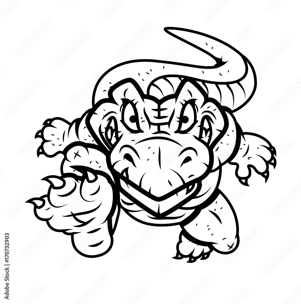 Angry Dinosaur Cartoon Vector Drawing