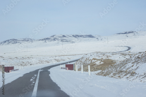 S-shape winter road in Khovsgol