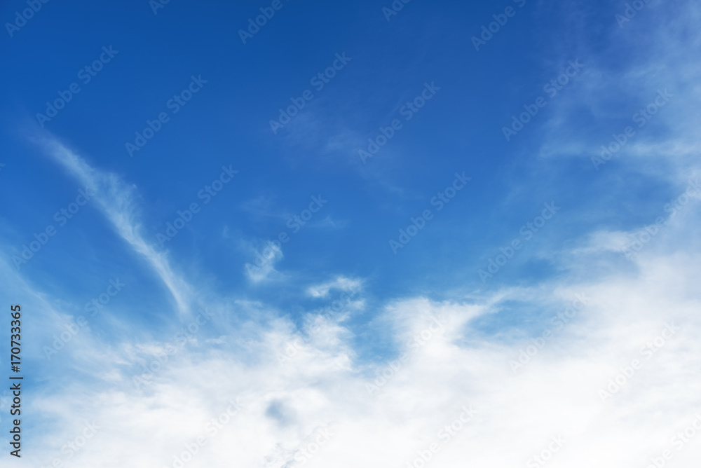 Fototapeta premium Blue sky with clouds background on sunshine day