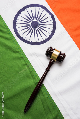 Canvas Print stock photo showing Indian low and jurisdiction - Indian national flag or tricol