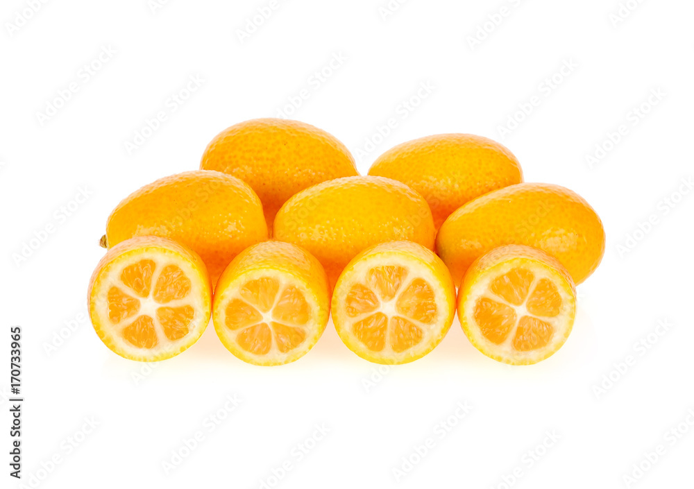 Cumquat or kumquat on white background Cumquat or kumquat on white background
