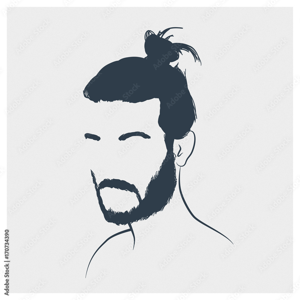 Man with blooming beard sketch Royalty Free Vector Image