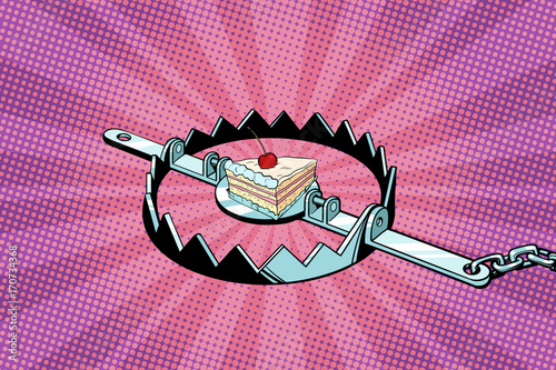 Iron trap with cherry cake