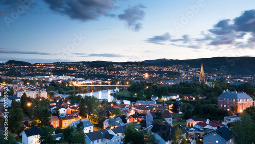 City of Trondheim at sunset, Norway in summer photo