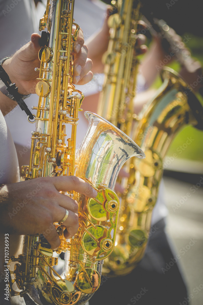 Obraz premium Brass Band in uniform performing