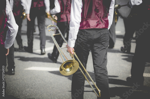 Photography Brass Band in uniform performing