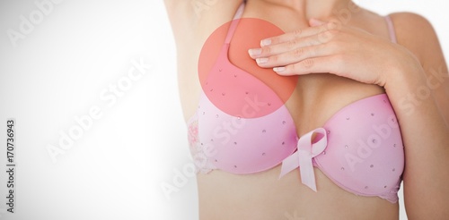 Wallpaper Mural Composite image of woman in bra with breast cancer awareness Torontodigital.ca