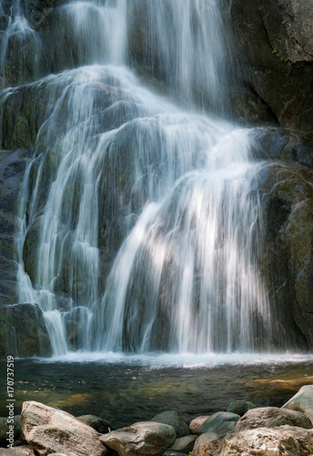 Waterfall in Vermont cascading down rocks