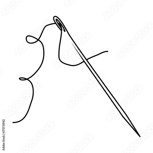 sewing needle with thread vector illustration design