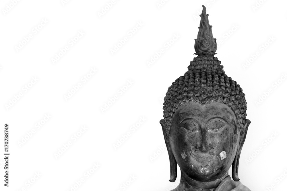 Face of buddha statue isolated on white background Face of buddha statue isolated on white background