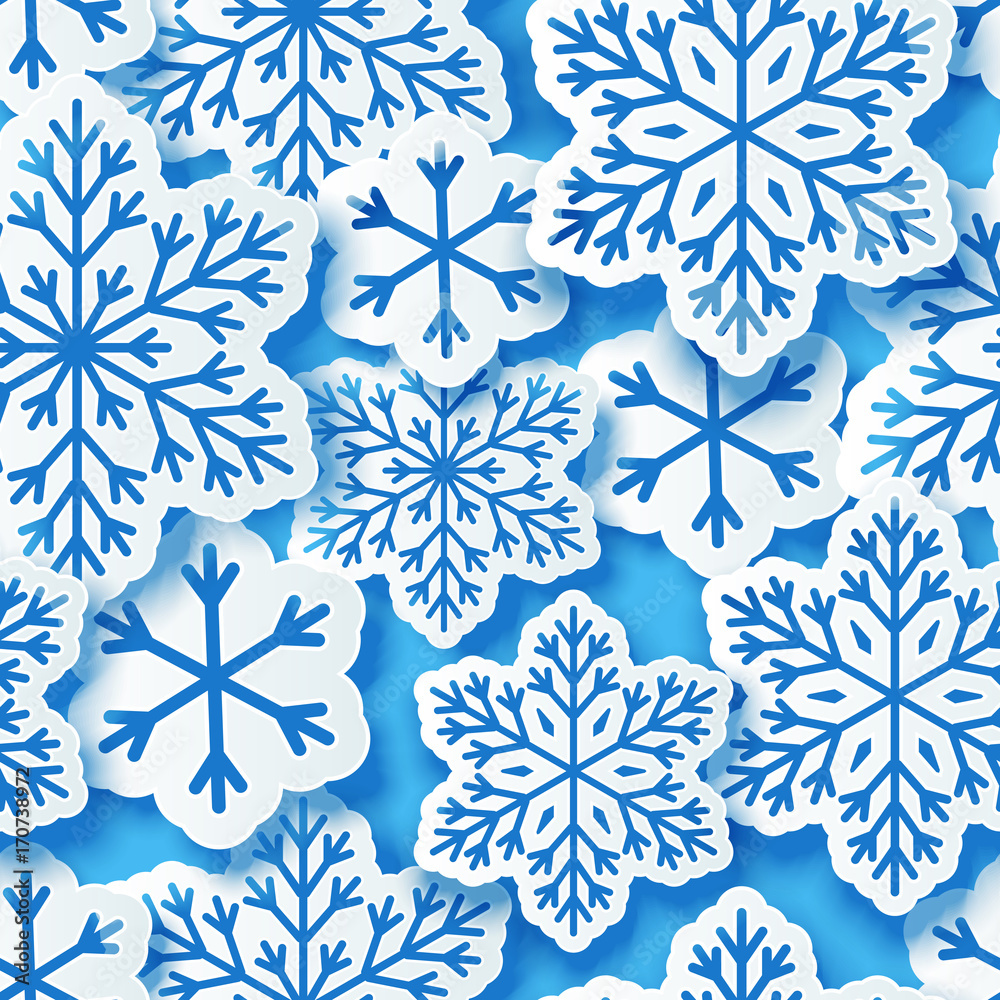 Seamless pattern with paper snowflakes