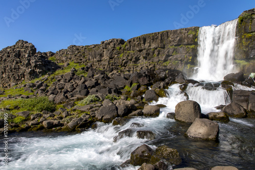 waterfall oxarafoss in the national park thingvellir  golden circle in iceland