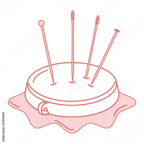 embroidery drum with pins and needles vector illustration design