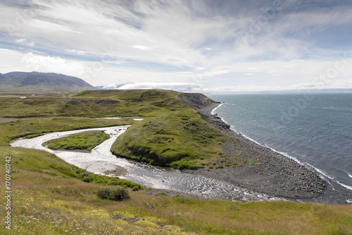 Icelandic scenery in skagafjordur, near the village hofsos, north of iceland photo