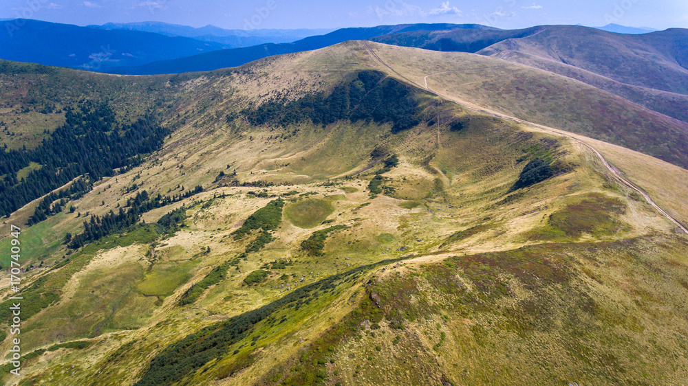Carpathians mountain. Svidovec mountain range. Aerial view