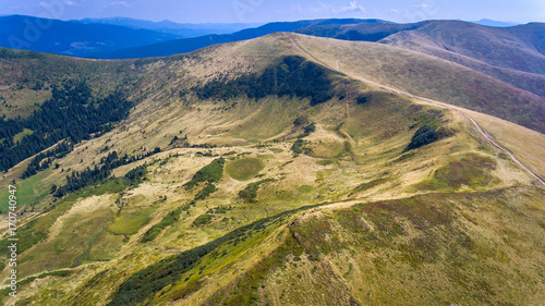 Carpathians mountain. Svidovec mountain range. Aerial view