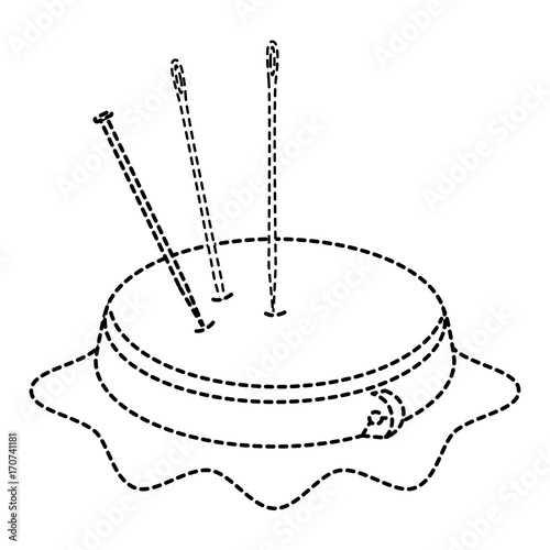 embroidery drum with pins and needles vector illustration design