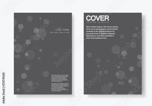 Abstract polygonal network shapes with connecting dots and lines. Cover technology template