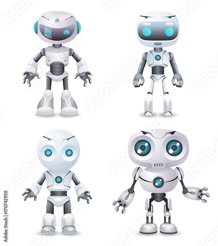 Robot innovation technology science fiction future cute little 3d design vector illustration