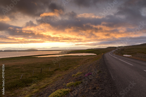 Icelandic scenery in skagafjordur, near the village hofsos, north of iceland