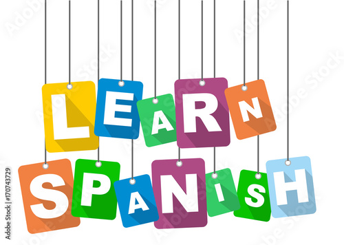 vector illustration background learn spanish