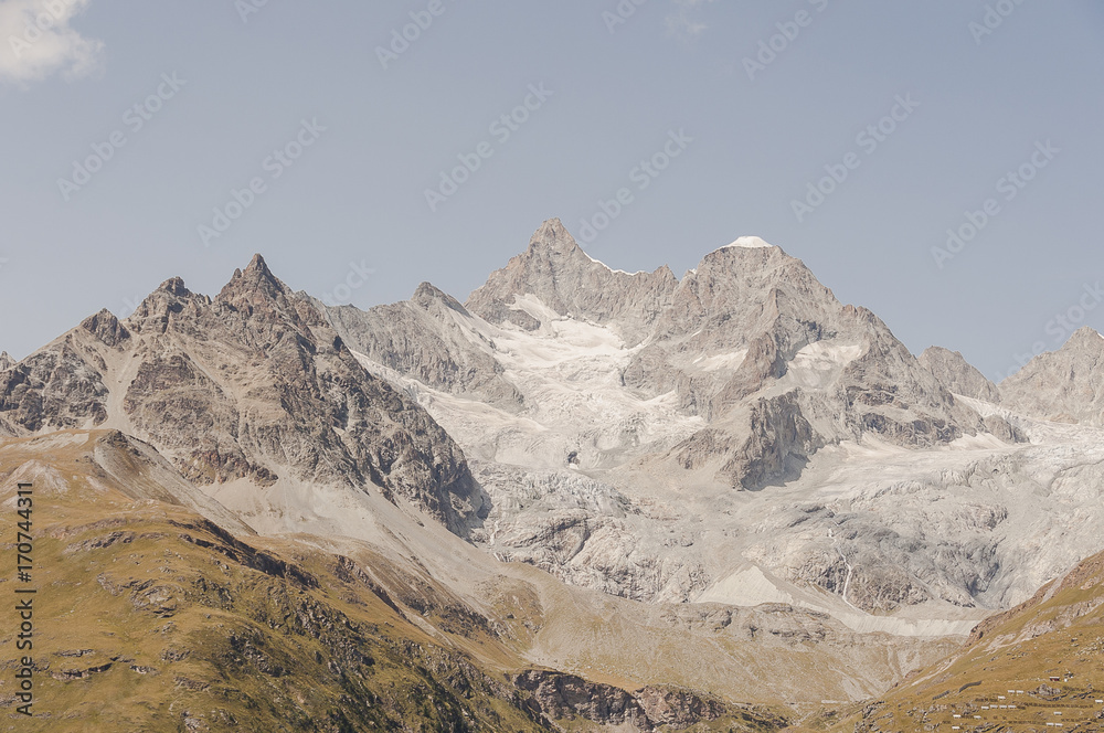 Zermatt, Alpen, Walliser Berge, Zinalrothorn, Ober Gabelhorn, Wellenkuppe, Schweizer Alpen, Wanderweg, Wallis, Sommer, Schweiz