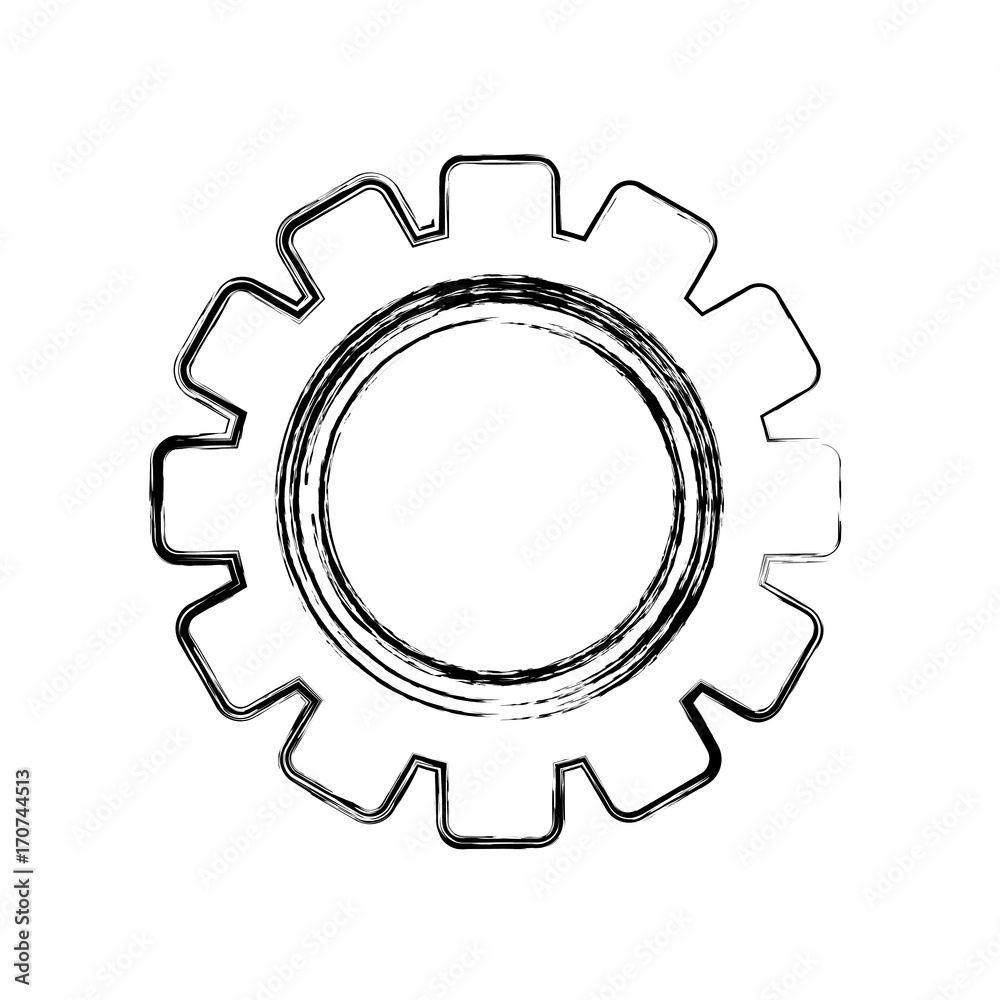 uncolored gear over white vector illustration icon