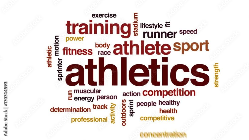 Athletics animated word cloud, text design animation. Athletics animated word cloud, text design animation.